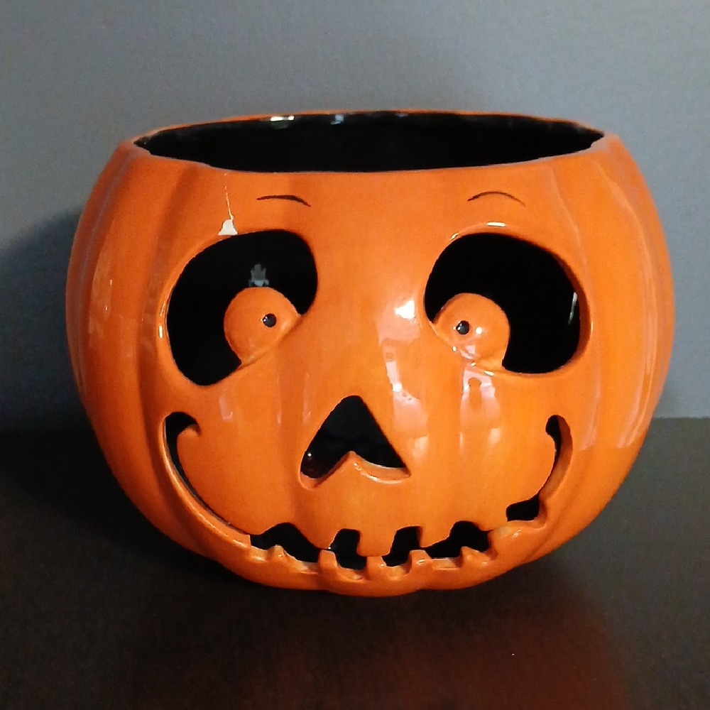 👻🧡Bath & Body Works Ceramic Jack-o-Lantern Candle Holder